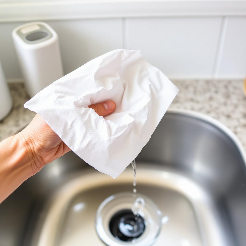 Papel toalha absorvendo líquido