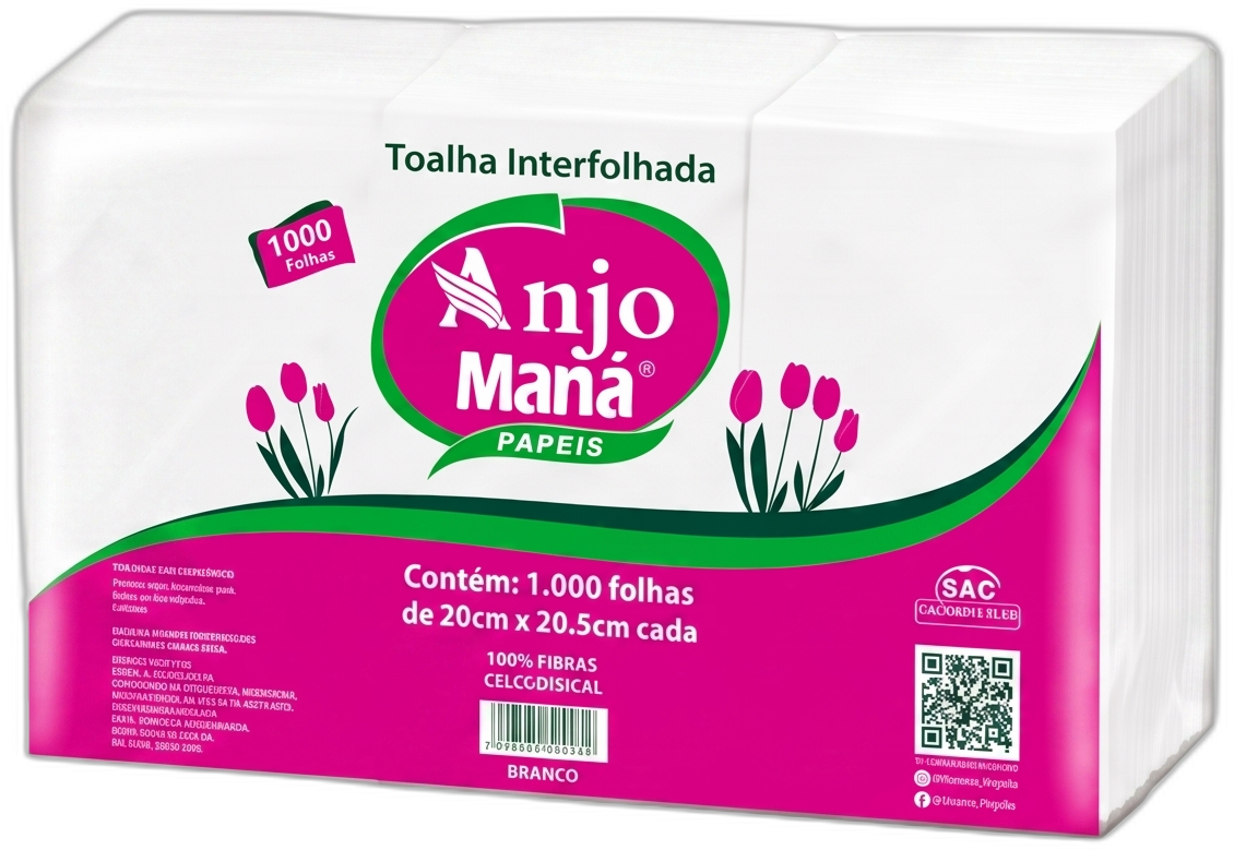 Toalha de papel interfolhada Anjo Maná 20cm x 20,5cm Rosa