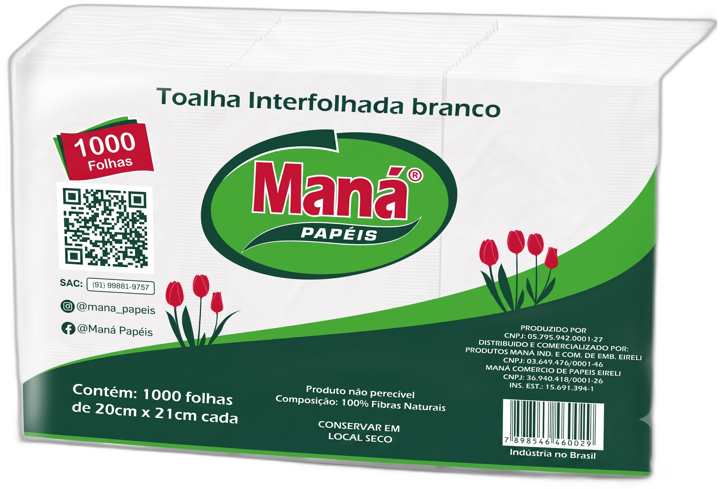 Toalha de papel interfolhada Anjo Maná 20cm x 21cm